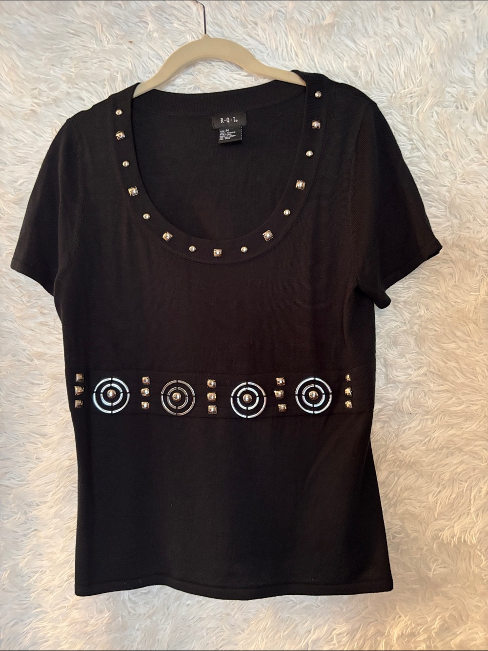 RQT Short Sleeve Beaded Sweater Size Medium